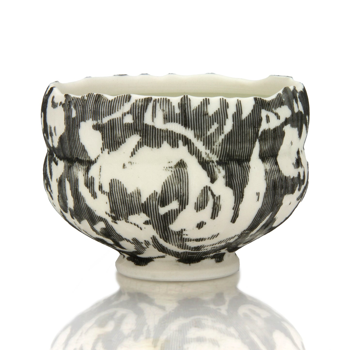 Dallas Wooten 03 - Black/White Etched Teabowl